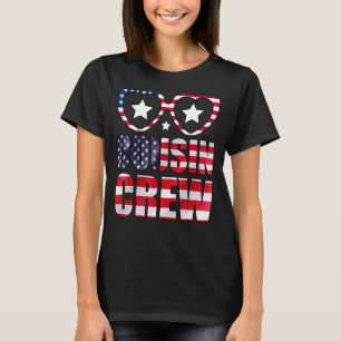 T-shirt Drapeau américain de l'équipage de Cousin Happy 4 