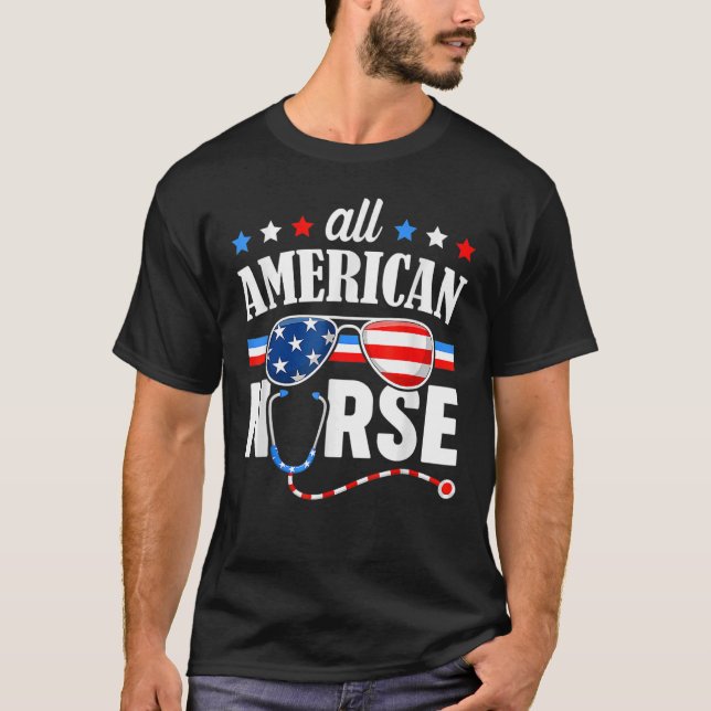T-shirt Drapeau américain de l'infirmière 4 juillet patrio (Devant)
