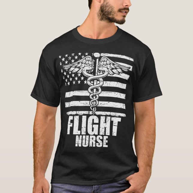 T-shirt Drapeau américain de l'infirmière de vol (Devant)