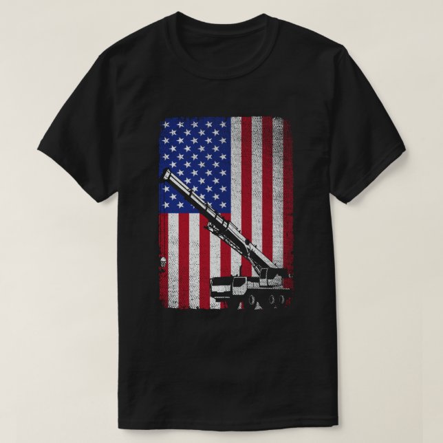T-shirt Drapeau américain de l'opérateur de grue (Design devant)