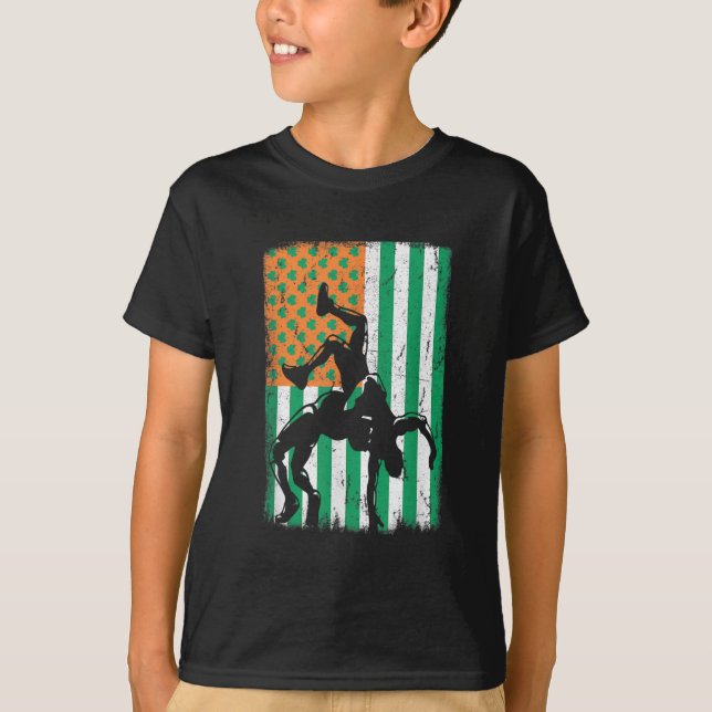 T-shirt Drapeau américain de lutte Irlandaise St Patrick's (Devant)