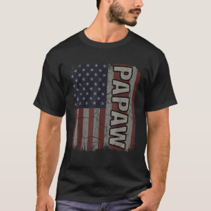 T-shirt Drapeau américain de Papaw Vintage père jour 4 Ju