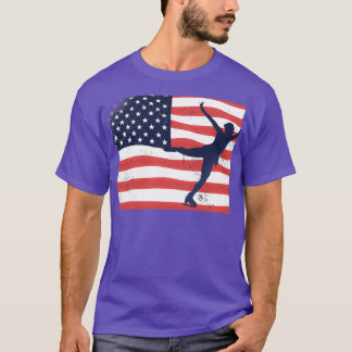 T-shirt Drapeau américain de patinage sur glace