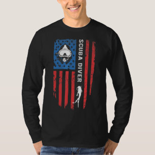 T-shirt Drapeau américain de plongée sous-marine Drapeau a