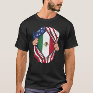T-shirt Drapeau Américain De Racines Mexicaines