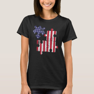 T-shirt Drapeau américain de sensibilisation à l'autisme P