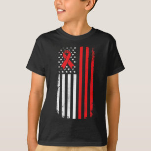 T-shirt Drapeau américain de sensibilisation au cancer du