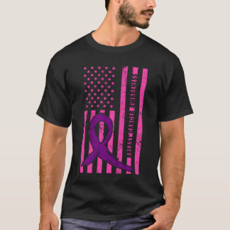 T-shirt Drapeau américain de sensibilisation au cancer du 