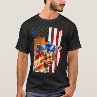 T-shirt Drapeau américain de vache Heifer Us 4 juillet Bat