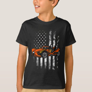 T-shirt Drapeau américain de voiture en pente 4 juillet