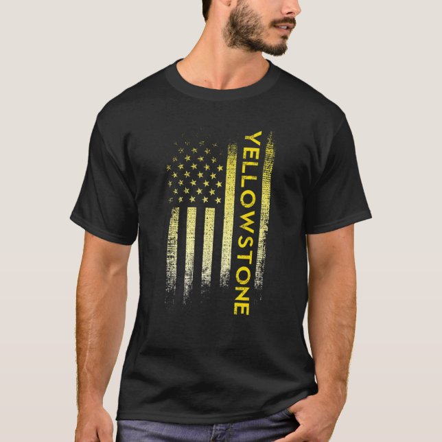 T-shirt Drapeau américain de Yellowstone (Devant)