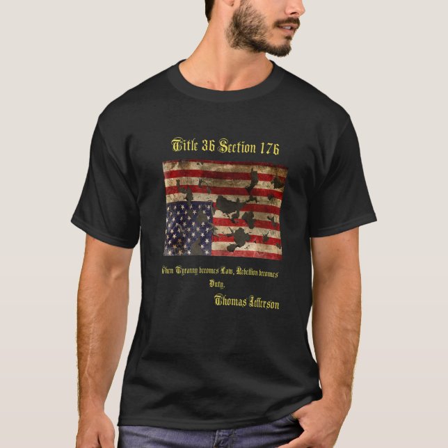 T-shirt Drapeau américain déchiré par la guerre, désorgani (Devant)