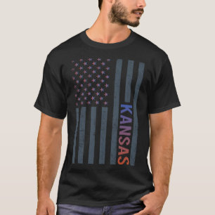 T-shirt Drapeau américain dégradant Kansas