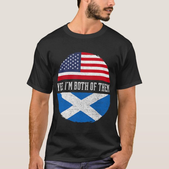T-shirt Drapeau américain demi-écossais États-Unis Écosse  (Devant)