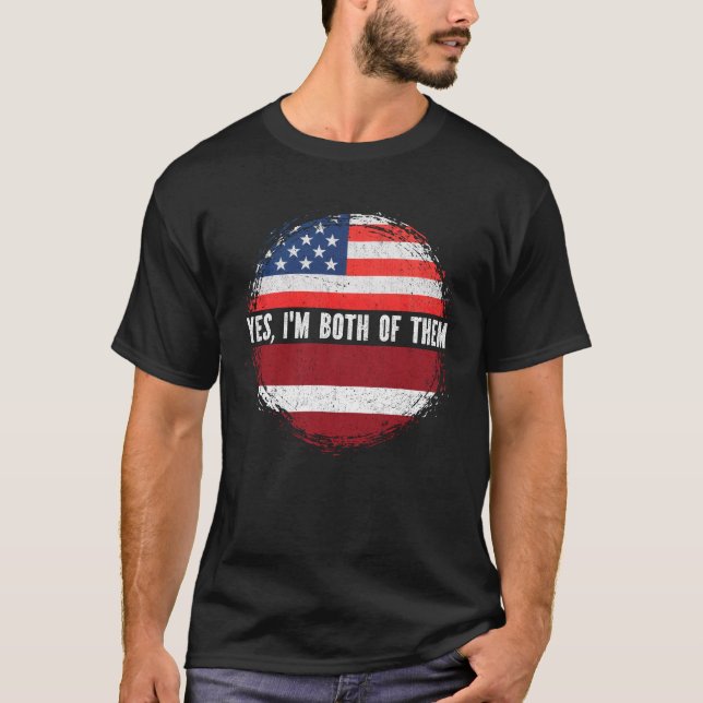 T-shirt Drapeau américain demi-letton Lettonie (Devant)