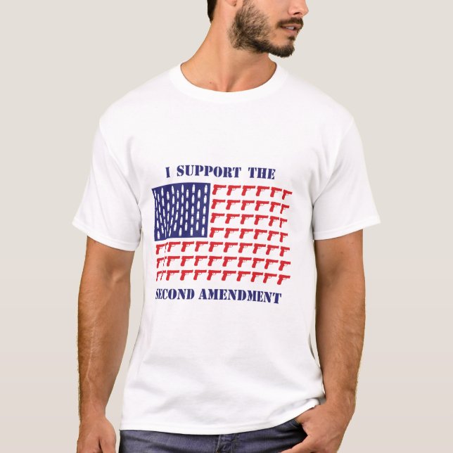 T-shirt Drapeau américain des armes à feu-Pistol—2e amende (Devant)