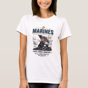 T-shirt Drapeau américain des femmes Marines de l'USMC For