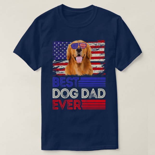 T-shirt Drapeau américain des hommes meilleur Golden Retri (Design devant)