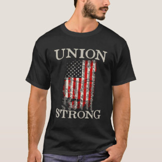 T-shirt Drapeau américain des manches longues pro-syndical