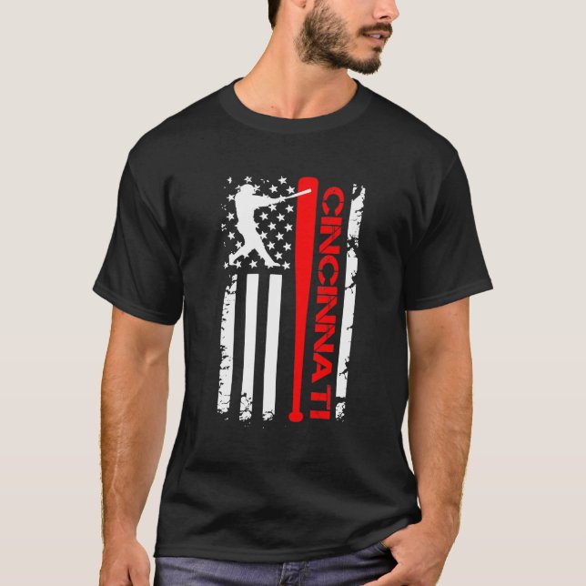 T-shirt Drapeau américain des supporters de baseball Vinta (Devant)