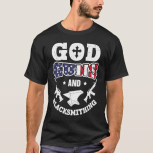 T-shirt Drapeau américain Dieu Fusils et Enclume de forgea