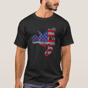 T-shirt Drapeau américain Dirt Vélo Motocross Appareils Mo
