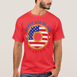T-shirt Drapeau américain Donut Happy Quart de Juillet Ind