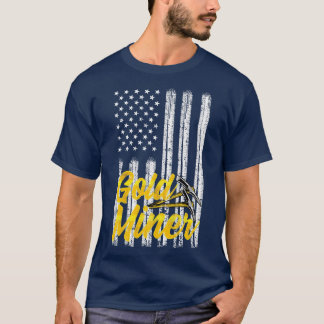 T-shirt Drapeau américain doré vintage Mineur d'or américa