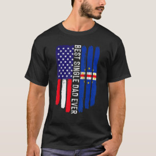 T-shirt Drapeau Américain & Drapeau Cabo Vert Meilleur Pèr