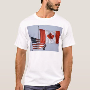 T-SHIRT DRAPEAU AMÉRICAIN/DRAPEAU CANADIEN