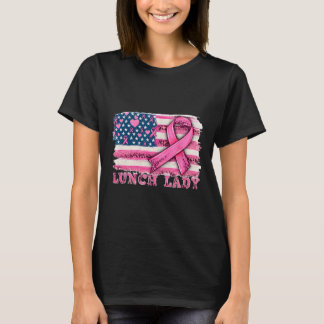 T-shirt Drapeau américain Drapeau rose Ruban Cancer du sei