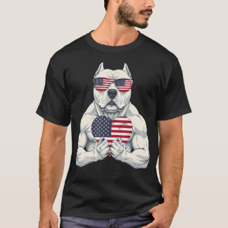 T-shirt Drapeau Américain Drapeau Usa Rouge Blanc Bleu Pat