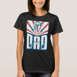 T-shirt Drapeau américain drôle de pêcheur papa pêcheur
