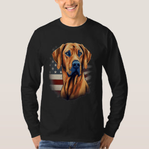 T-shirt Drapeau américain du 4 juillet Rhodesian Ridgeback