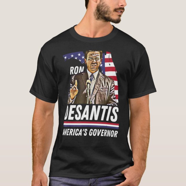 T-shirt Drapeau américain du gouverneur de l'Amérique Ron  (Devant)