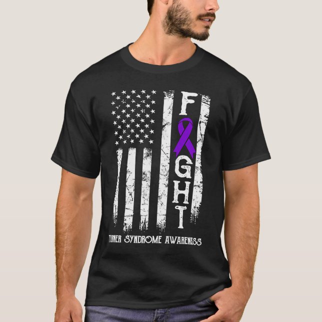 T-shirt Drapeau américain du guerrier du syndrome de Turne (Devant)