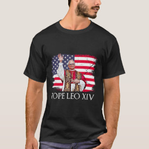 T-shirt Drapeau américain du nouveau pape Leo Xiv Robert