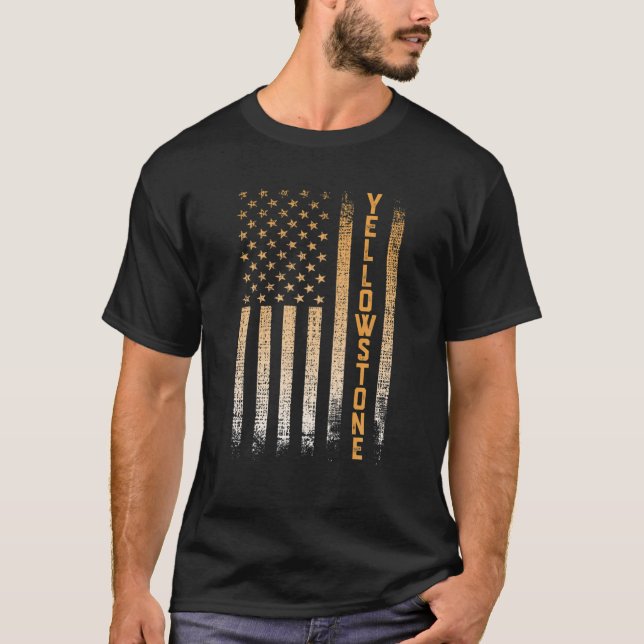 T-shirt Drapeau américain du parc national de Yellowstone (Devant)