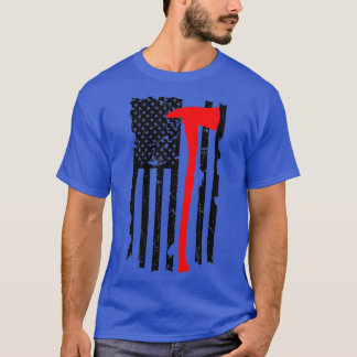 T-shirt Drapeau américain du Patriot Ax Mince Red Line