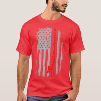 T-shirt Drapeau américain du pêcheur de pompier Red Line