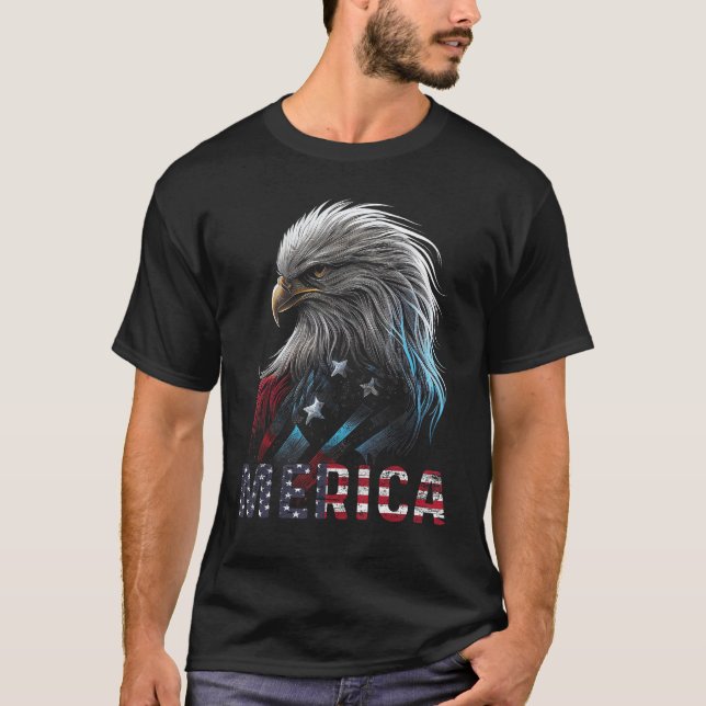 T-shirt Drapeau américain Eagle Drapeau USA Mullet Eagle 4 (Devant)