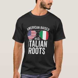 T-shirt Drapeau Américain Élevé Avec Racines Italiennes US