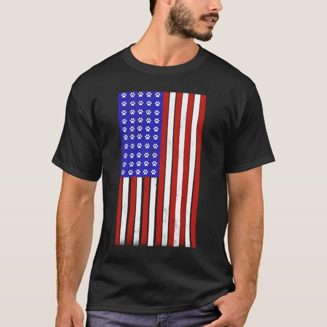 T-shirt Drapeau américain Empreinte de patte (Devant)