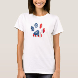 T-shirt Drapeau américain empreinte de patte de chien patr