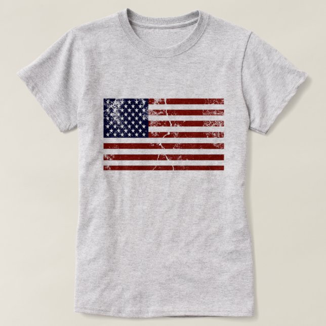 T-shirt Drapeau américain en détresse (Design devant)