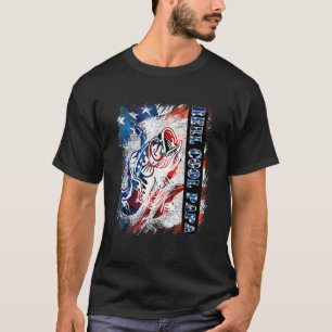 T-shirt Drapeau américain en détresse Bass Poisson Pêcheur
