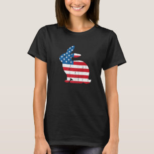 T-shirt Drapeau Américain en détresse Bunny Patriotique Gr