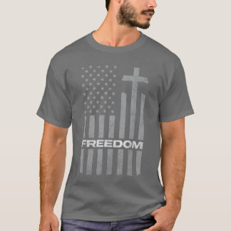 T-shirt Drapeau américain en détresse de liberté Croix chr