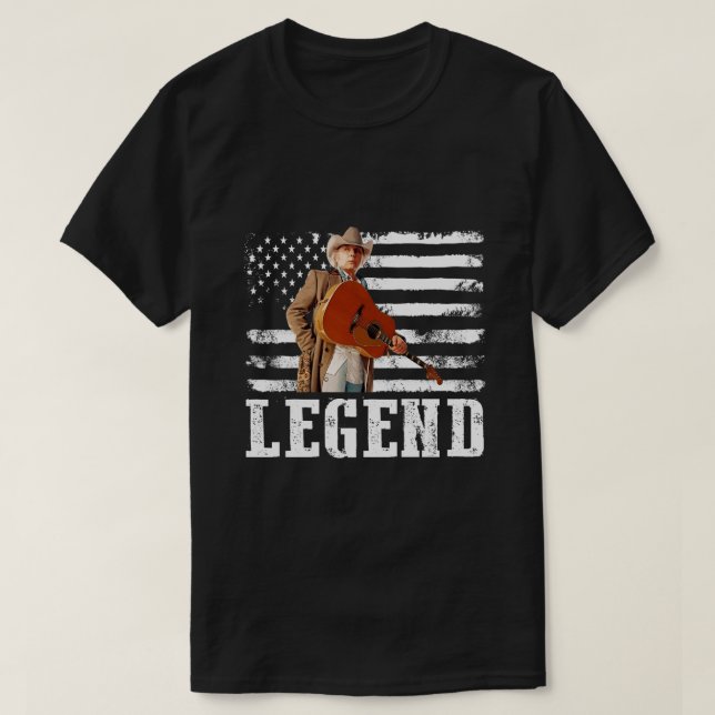 T-shirt Drapeau américain en détresse Dwight Yoakam Singer (Design devant)