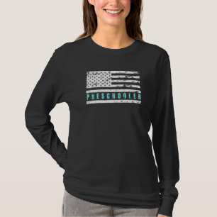 T-shirt Drapeau américain en détresse Fière école maternel